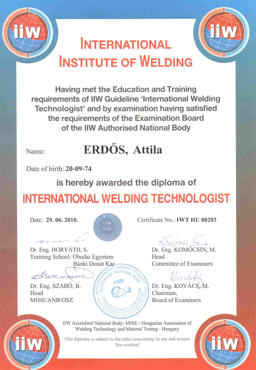 IWT-Diploma,-Attila-Erdos.jpg - Elhajlitas, CNC, Lezer, Plazma, Lang vagas